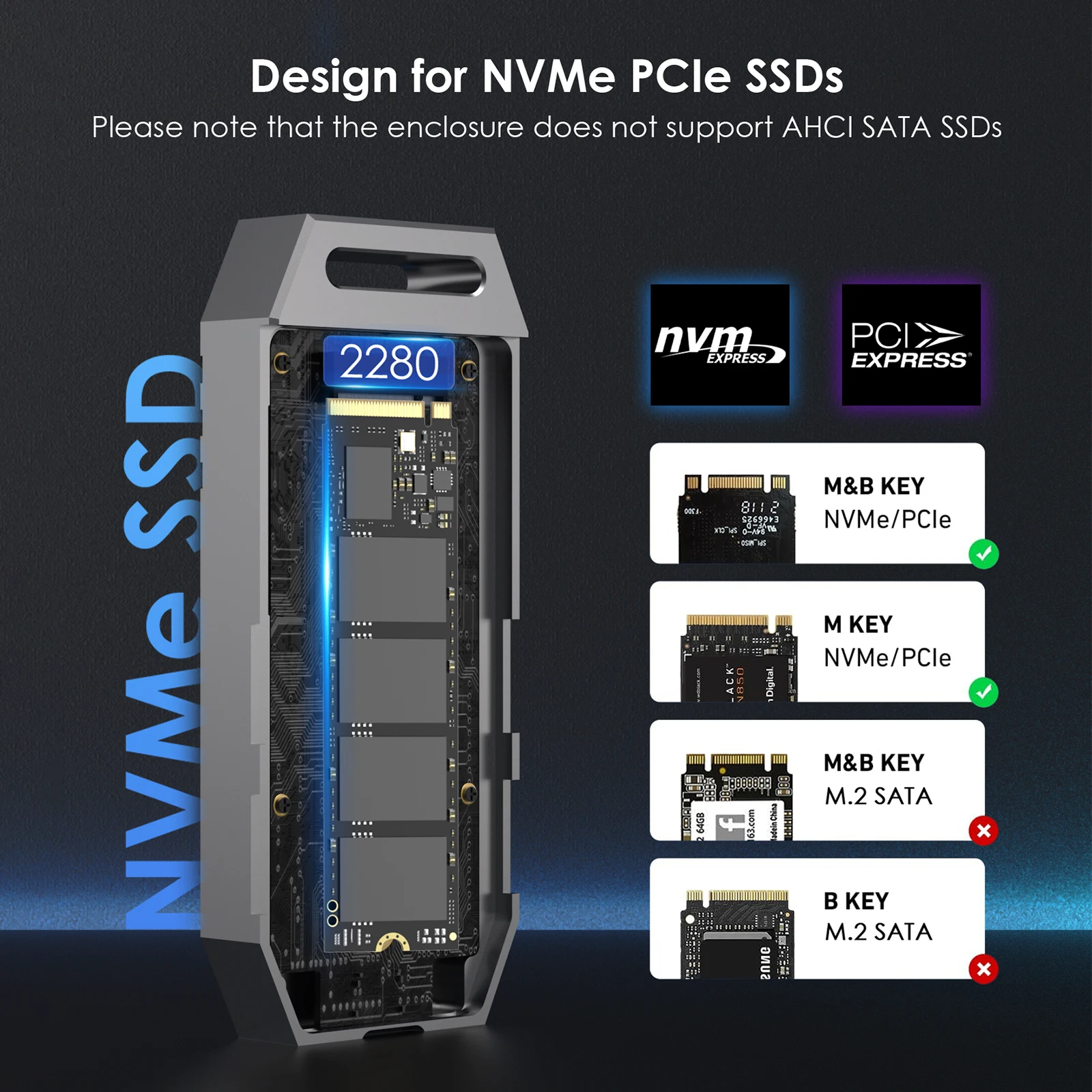 WAVLINK 40Gbps M.2 PCIe NVMe SSD 외장 케이스 USB4 외장 하드 드라이브 케이스 B+M/M-Key 썬더볼트 4/3/USB4/USB3.2 SSD 케이스