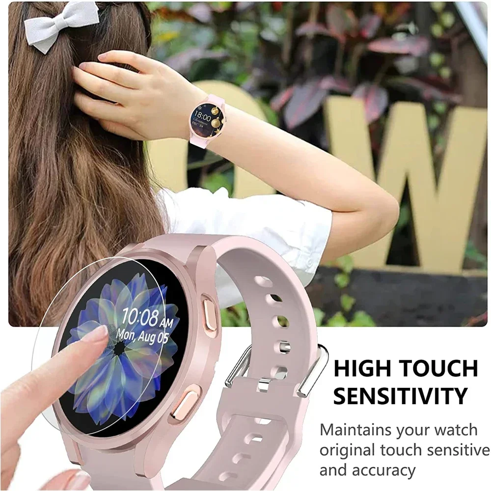 Premium Waterproof Hard PC Case with Screen Protector for Samsung Galaxy Watch - Glass Bumper Cover, 40mm to 45mm