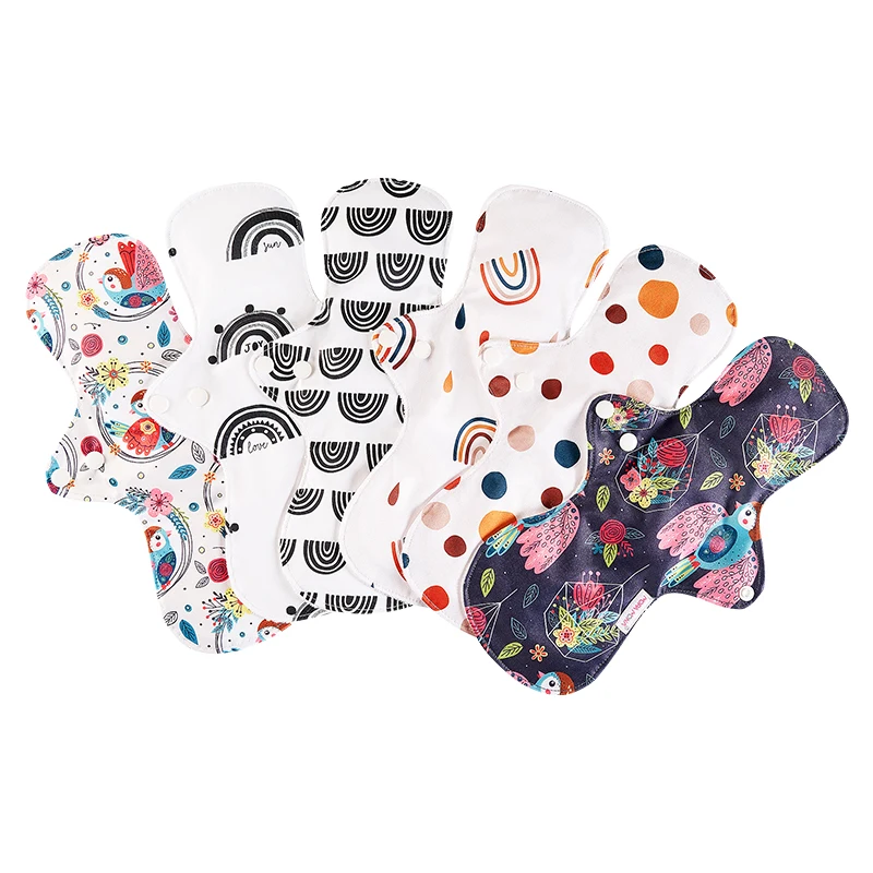 HappyFlute New Nature Print One Piece Reusable Bamboo Terry 300mm Washable Sanitary Liner Reusable Mum's Menstrual Pads