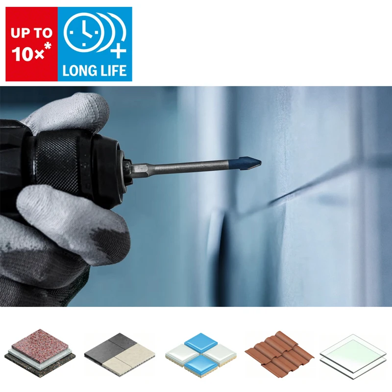 BOSCH 2608900587 EXPERT HEX-9 하드 세라믹 드릴 비트 3mm 90MM 10X 긴 수명 고경도 소재 스톤 드릴 비트
