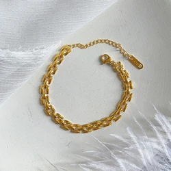 Elegant Stainless Steel Vintage Watch Strap Bracelet for Women - Korean Style, Waterproof Jewelry for Parties (Gold color)