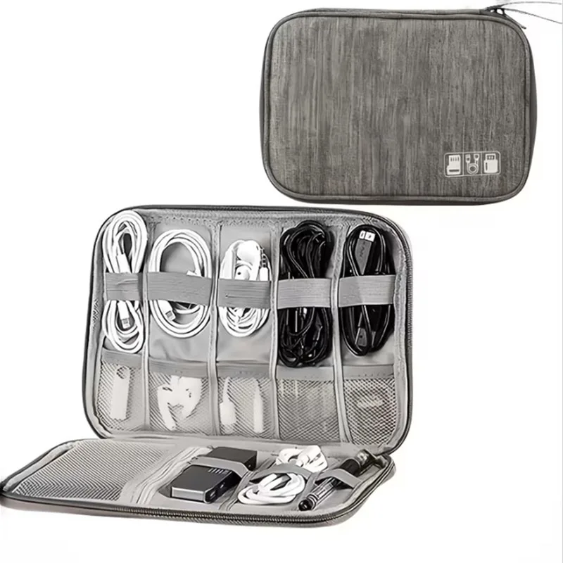 Compact Travel Tech Organizer - Multi-Pocket Storage Bag for Cables, Chargers & Memory Cards