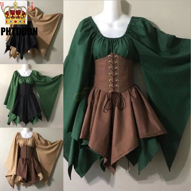 

Женский костюм-эльф для косплея на Хэллоуин, повязка в стиле викторианской средневековой винтажной сказочной принцессы, модное рождественское платье