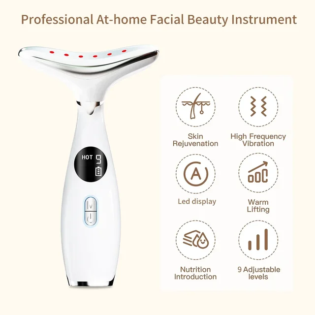 Neck Anti Wrinkle Face Lifting Beauty Device LED Photon Therapy Skin Care EMS Tighten Massager Reduce Double Chin WrinkleRemoval 1