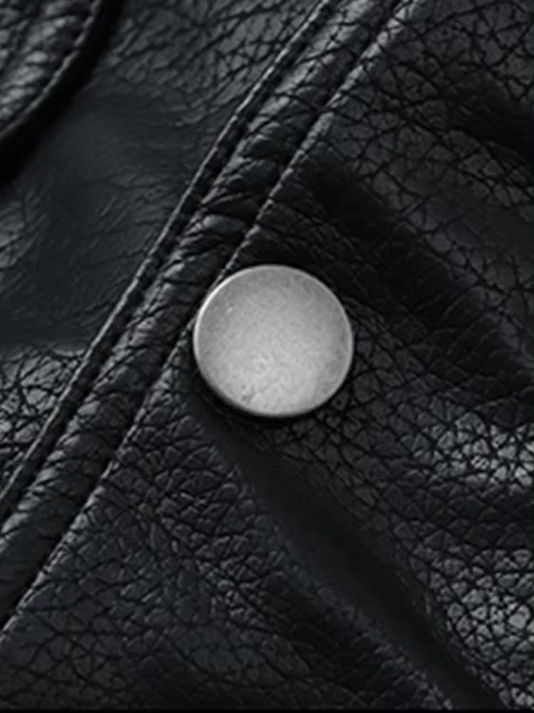Mauroicardi Autumn Winter Waterproof Windproof Oversized Thickened Warm Black Faux Leather Jacket Men Zip Up Casual Cool Fashion 5