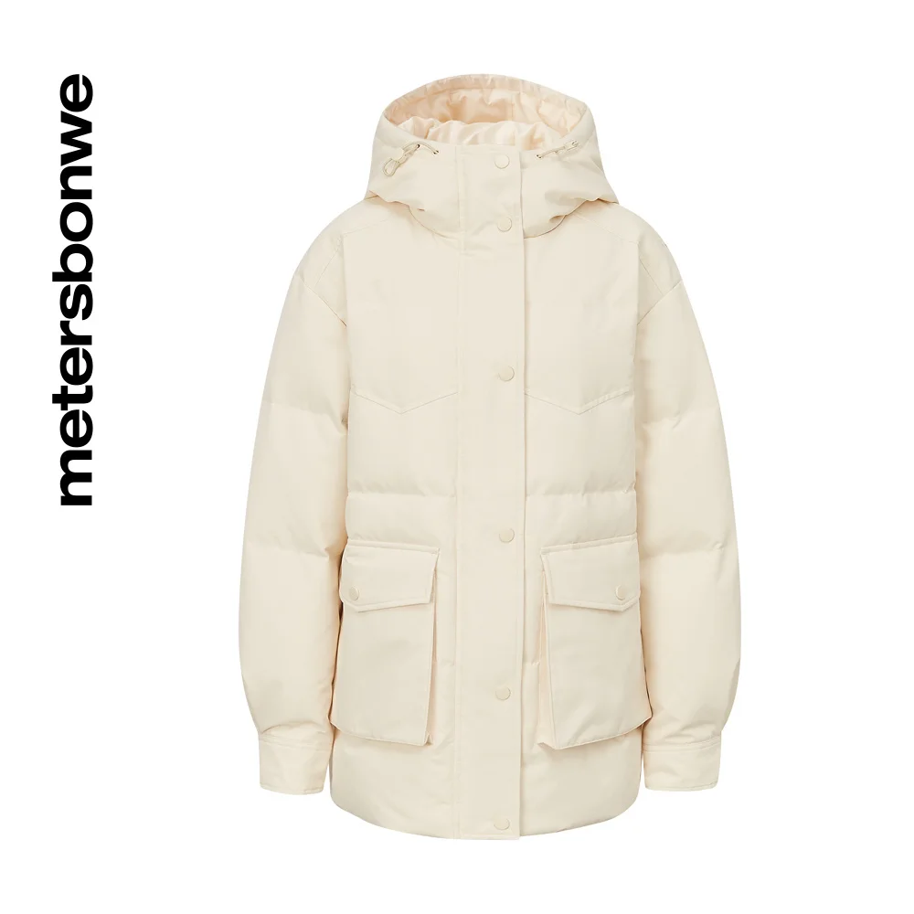 Metersbonwe Hooded Short Down Jacket Women Winter Warm Jacket New Duck Down Fashion Female Down Coats Brand Outerwear Blue Tops