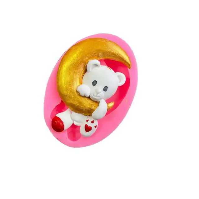 Hold 3D Medve Szilikon Penész Diy Baba Születésnapi Party Cupcake Dekoráció Szerszám Desszert Tészta Fudge Csokoládé Cukorkás Sütés - Image 2