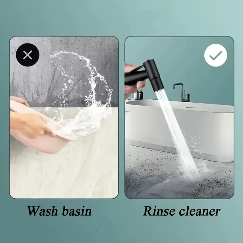 1Set Premium SUS304 Stainless Steel Handheld Bidet Sprayer with High-Pressure Shower Head, 59-inch Hose and Wall Mount Bracket