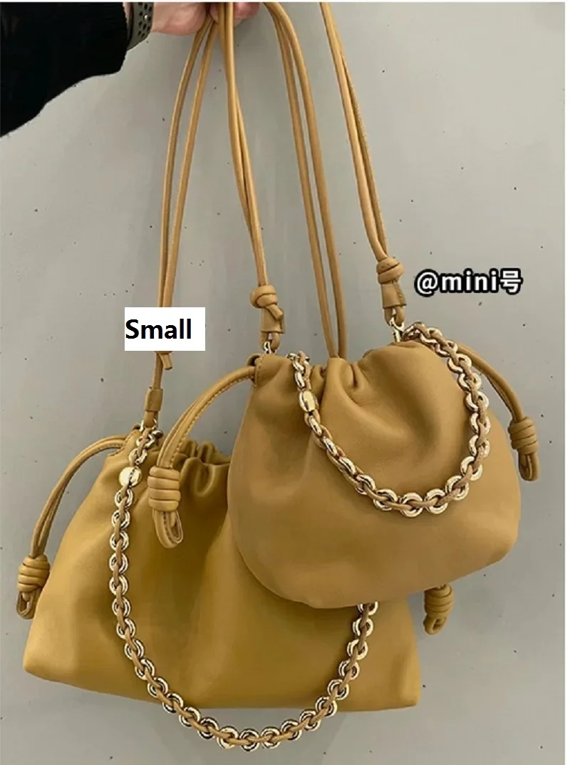 New Women's Cloud Bag Drawstring Hobos Bag Crossbody Bag Real Leather One Shoulder Bag Casual Bucket Bag 3