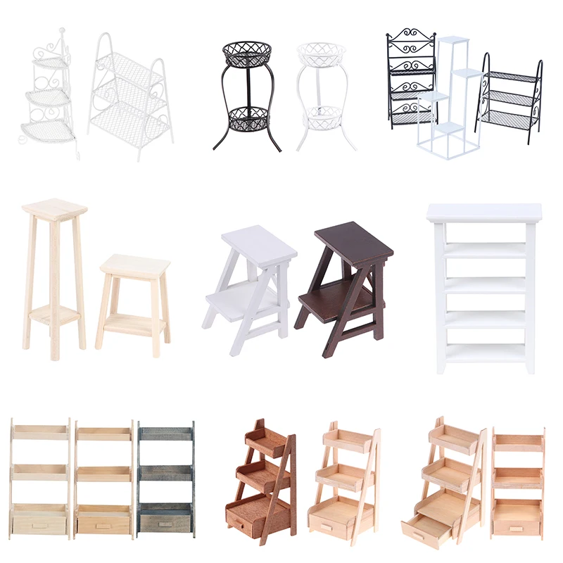 Dollhouse Miniature Wood Display Cupboard Showcase Mini