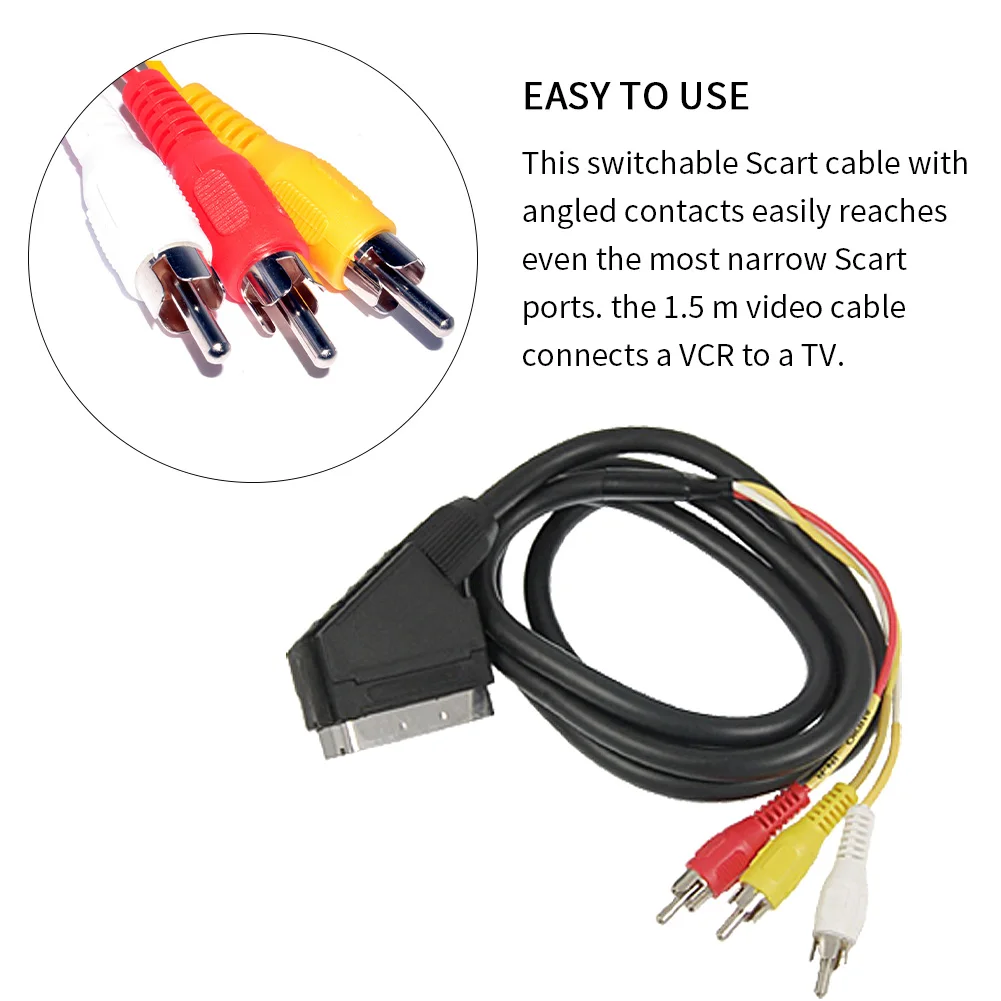   3 RCA Male  ü  ȯ Scart ̺,   ȣȯ AV  VCR 21p DVD