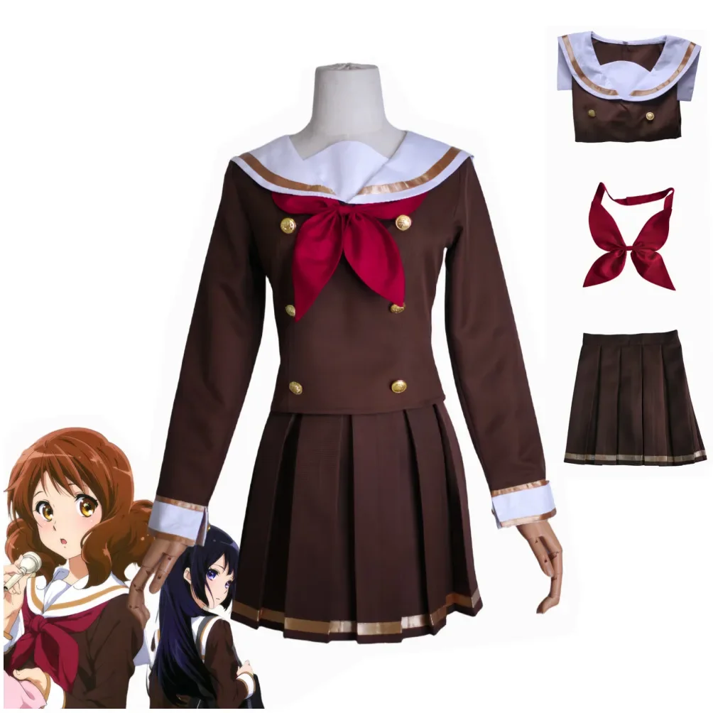 

Sound Euphonium Anime Okame Kumiko Kato Hazuki Kawashima Cosplay Costume School Uniform JK Skirt Bow Tie Coffee Color