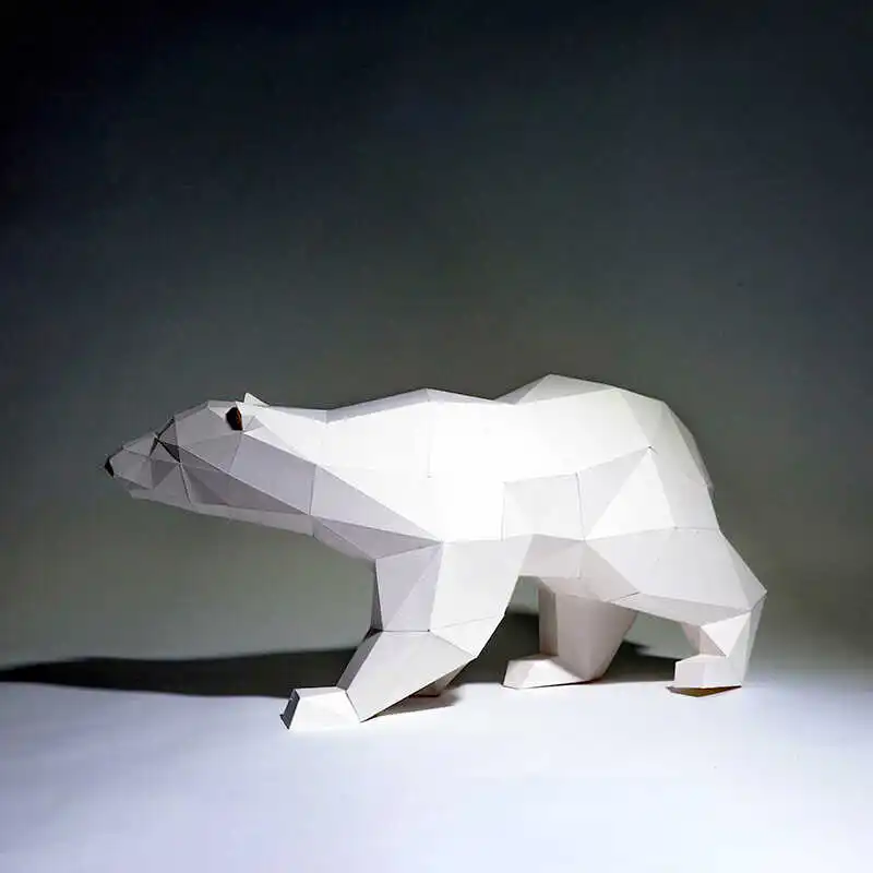 60cm Bear Paper Model DIY Low Poly Origami Papercraft Home Ornament Animal Room Decor 3D Puzzles Hand Made Creative Gift Toys