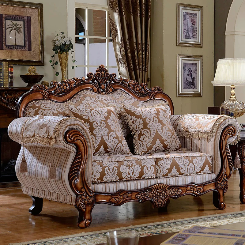 Klasikinio stiliaus sofa – Prabangus medžio masyvas ir damastas - Image 4