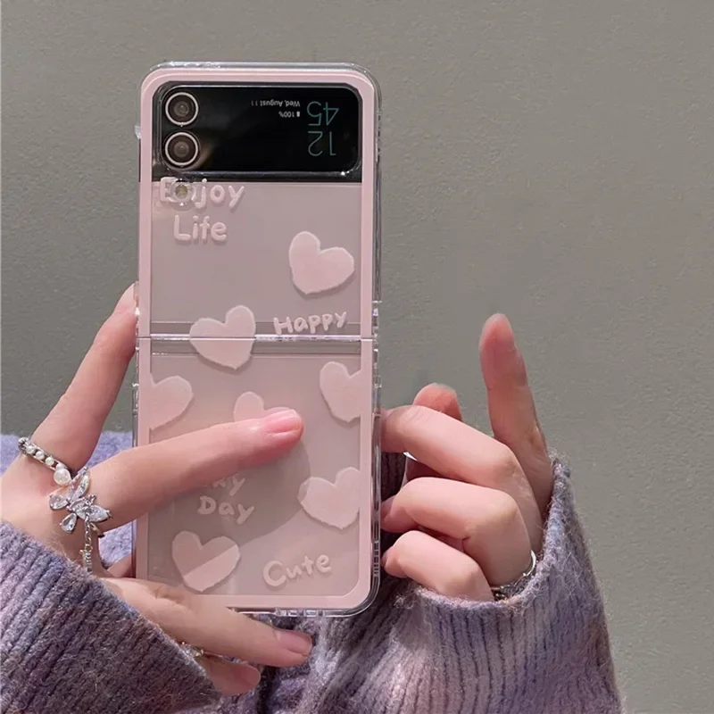 Pink Love Heart Transparent Fashion Soft Clear Phone Case Cover