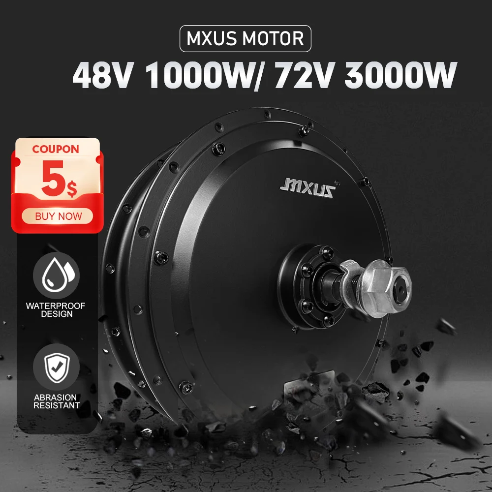 

MXUS Brand 48V 1000W 72V 3000W Brushless Gearless Hub Motor E-bike Motor Front Rear Wheel Drive For Ebike Conversion Kit