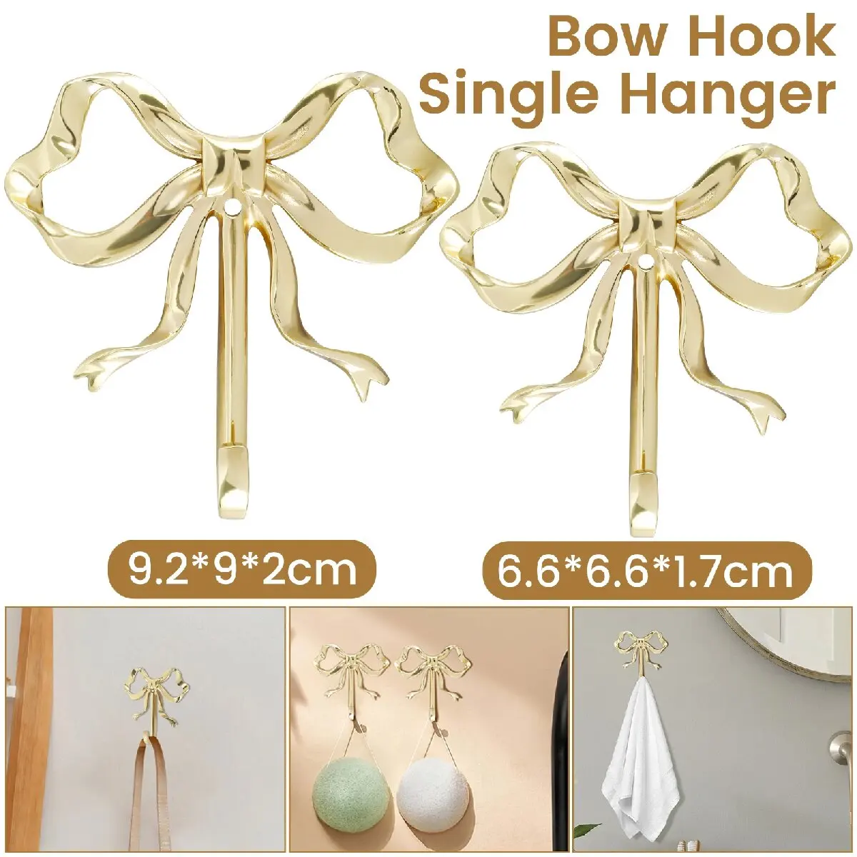 Luxury Bowknot Wall Hook Rack Solid Towel Holder for Bathroom Bedroom Living Room Kitchen Elegant Home Decor Accessory 5