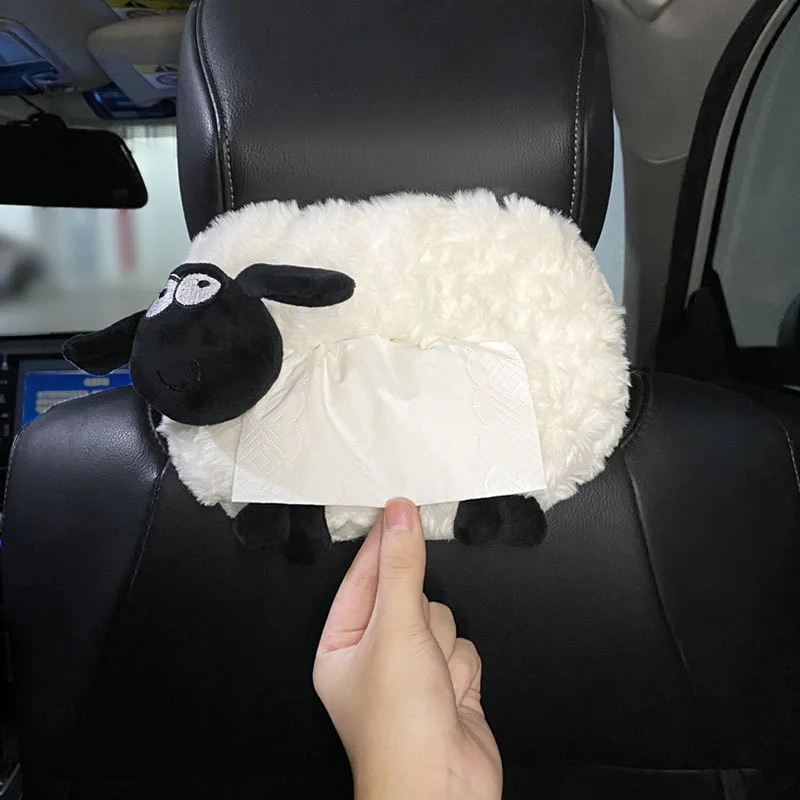Cartoon Cute Lamb Car Tissue Box Holder for Car Interior car tissue holder tissue box tissue bag car interior accessories