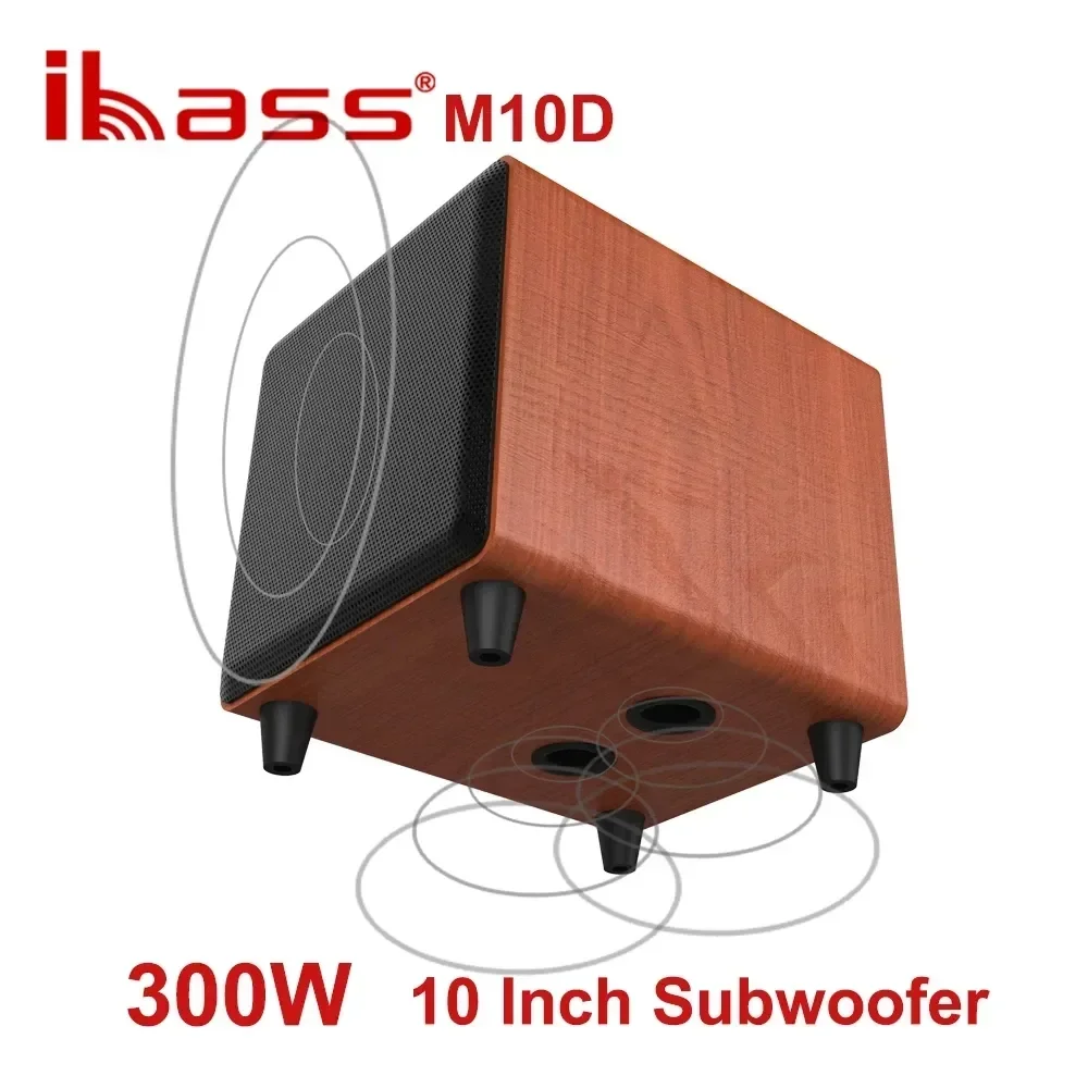 

10-дюймовый деревянный активный сабвуфер IBASS M10D, динамик высокой мощности 300 Вт, мощный сабвуфер, мощные мультимедийные басы, музыкальный Cente