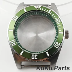 Green Ring GMT Ceramic Bezel Watch Case with 40mm Diameter and 28.5mm Dial Capability (NO.4 Green - Aluminium)