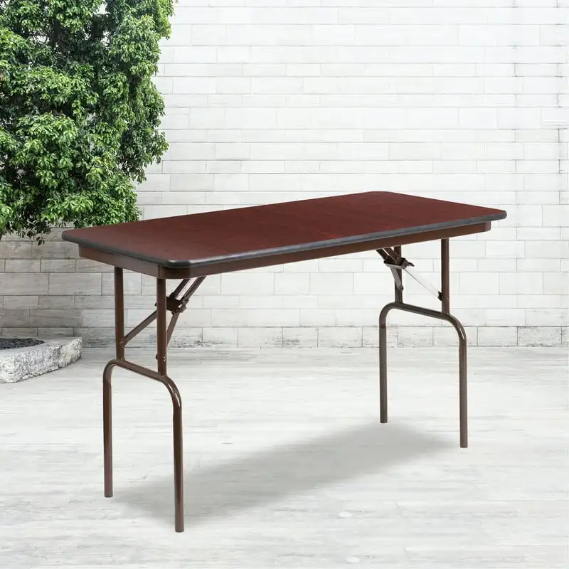 

4-Foot Mahogany Melamine Laminate Folding Banquet Table