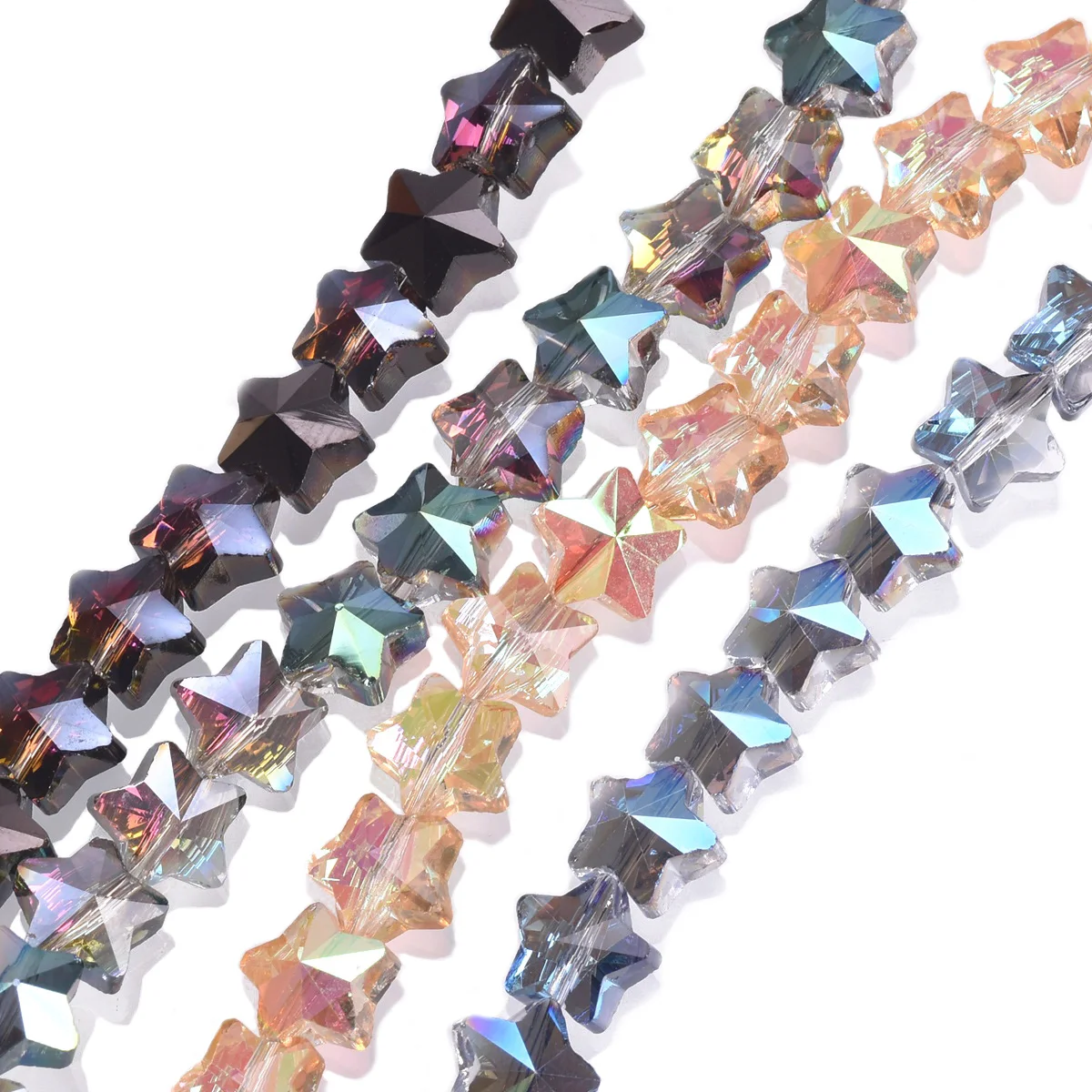 200 Peças De Contas De Estrela Iridescentes | Miçangas De Vidro Para Bijuterias DIY