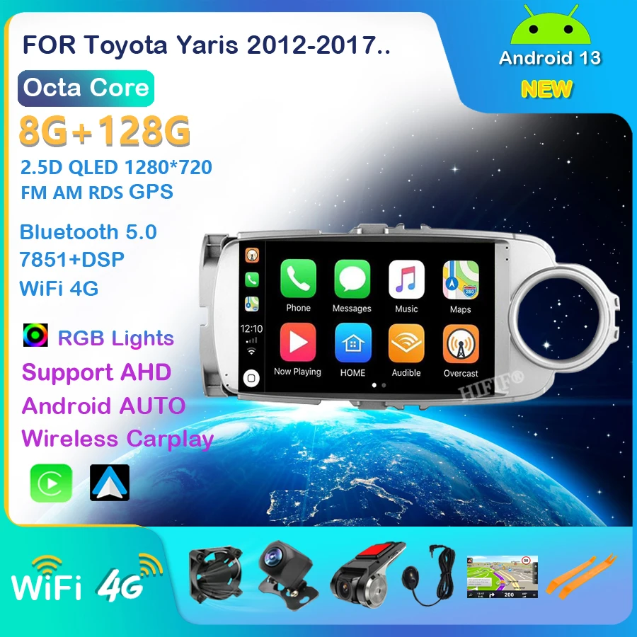 

Android 13 GPS Car Radio Multimedia For Toyota Yaris LHD RHD 2012 - 2017 Navigation Player DSP Carplay Stereo 6G 128G