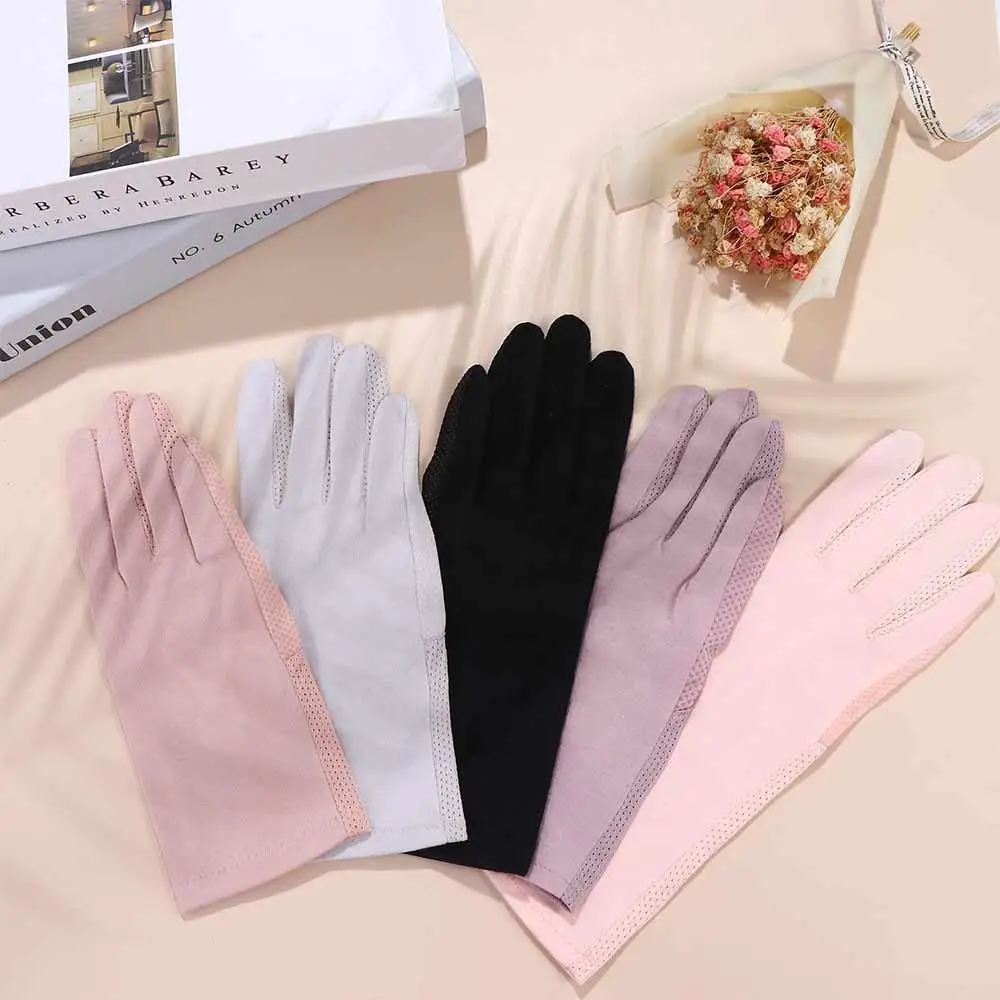 

Thin Cotton Anti-slip Anti-UV Gloves Riding Gloves Outdoor Mittens Women Driving Gloves Summer Sunscreen Gloves Solid Color