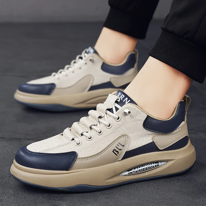 2025 New Fashion Leather Panels Shoes Men's Casual Breathable Youth Air Cushion Running Sports Shoes Fashion Sneakers 6