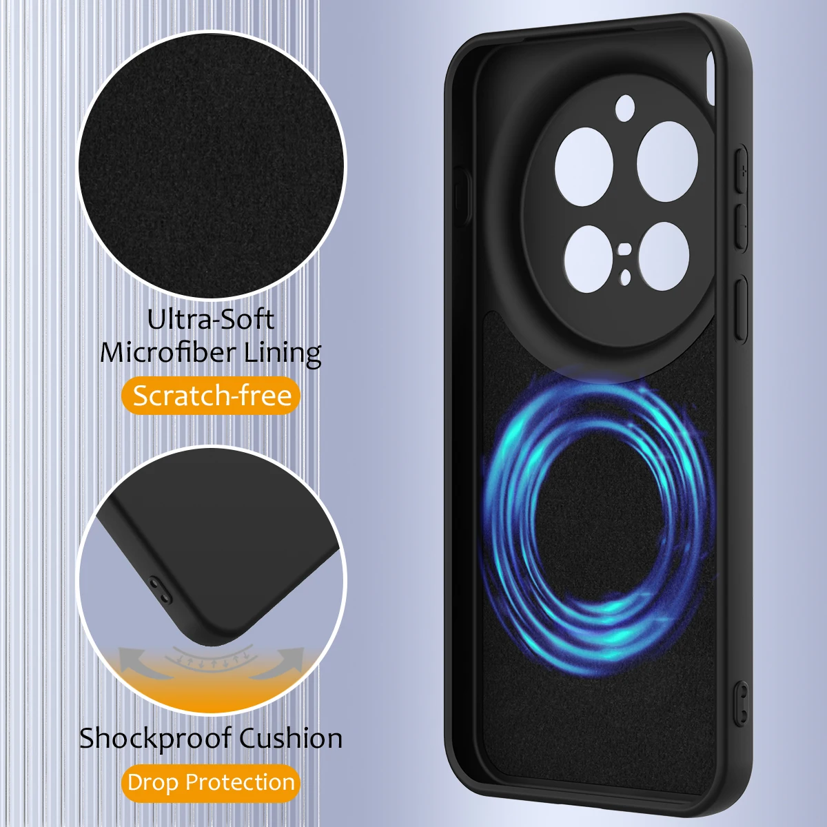 Enhanced Matte Liquid Silicone Shockproof Case with Anti-Fingerprint and Magnetic Armor Design, Includes Lanyard