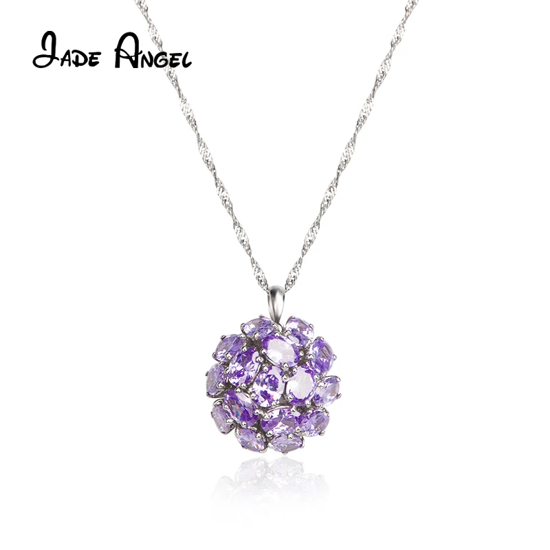 

JADE ANGEL Trendy Hydrangea Flower Pendant Inlay Oval Zircon 100% 925 Sterling Silver Necklace for Women Fine Jewelry Accessorie