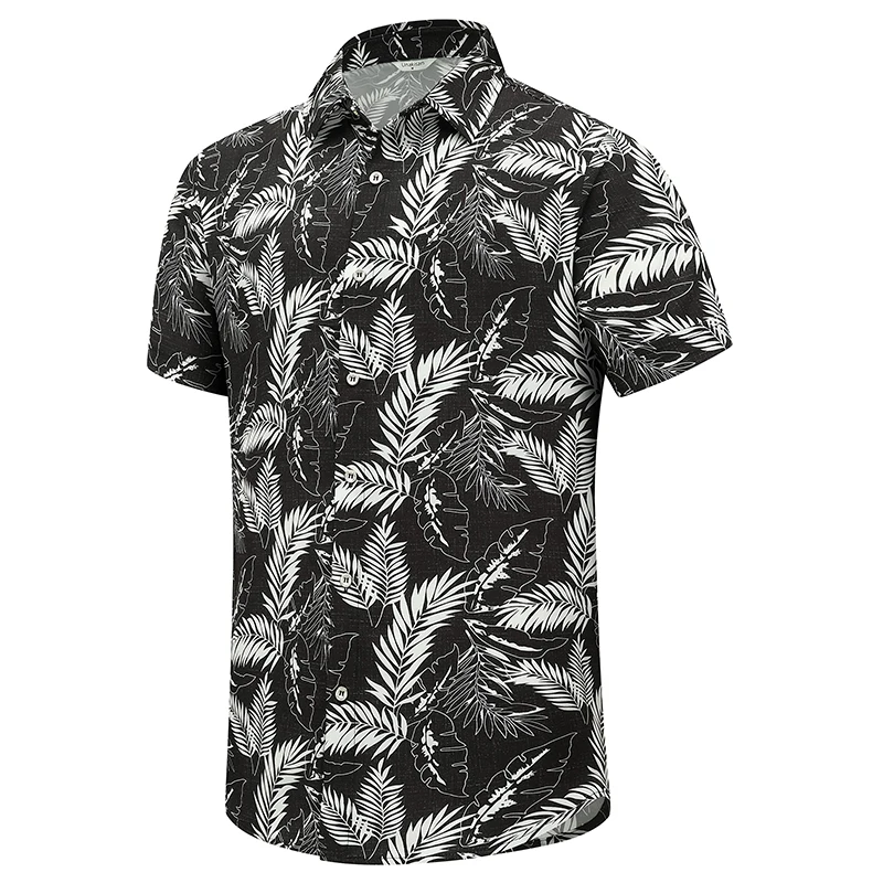 thumbnail image 1 of Camisa hawaiana con estampado floral 3D completo para hombre, camisas casuales de manga corta con botones tropicales, camisetas de playa para hombre, camiseta de talla grande, 1 of 5