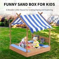 1Pc 49In Large Wooden Sand Box with Liner Drawing Board Sink House Design Sand Boxes for Backyard Garden Beach for Beach Outdoor 2