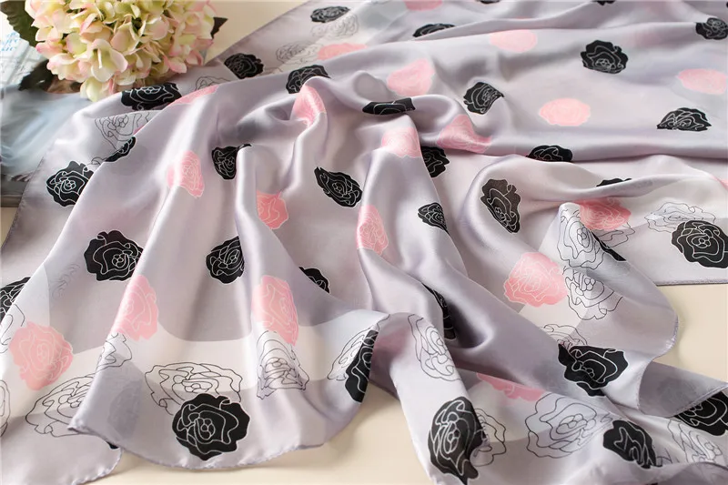 90*180 New Rose Scarf Women Europe and The United States Fashion Printed Silk Scarf Travel Beach Sun Protection Shawl Headscarf