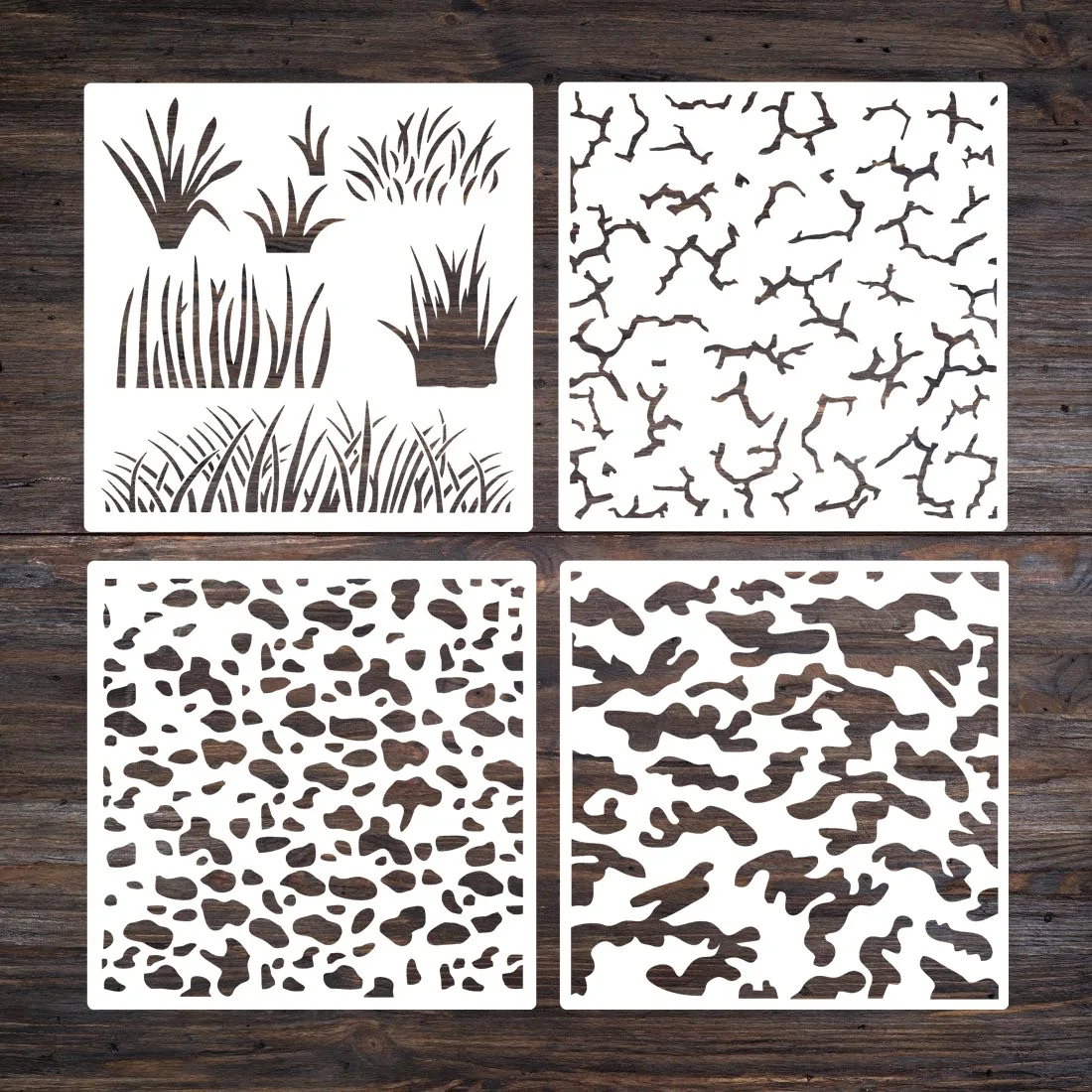 4Pcs-Lot-30cm-Camouflage-Tile-DIY-Layering-Stencils-Wall-Painting ...