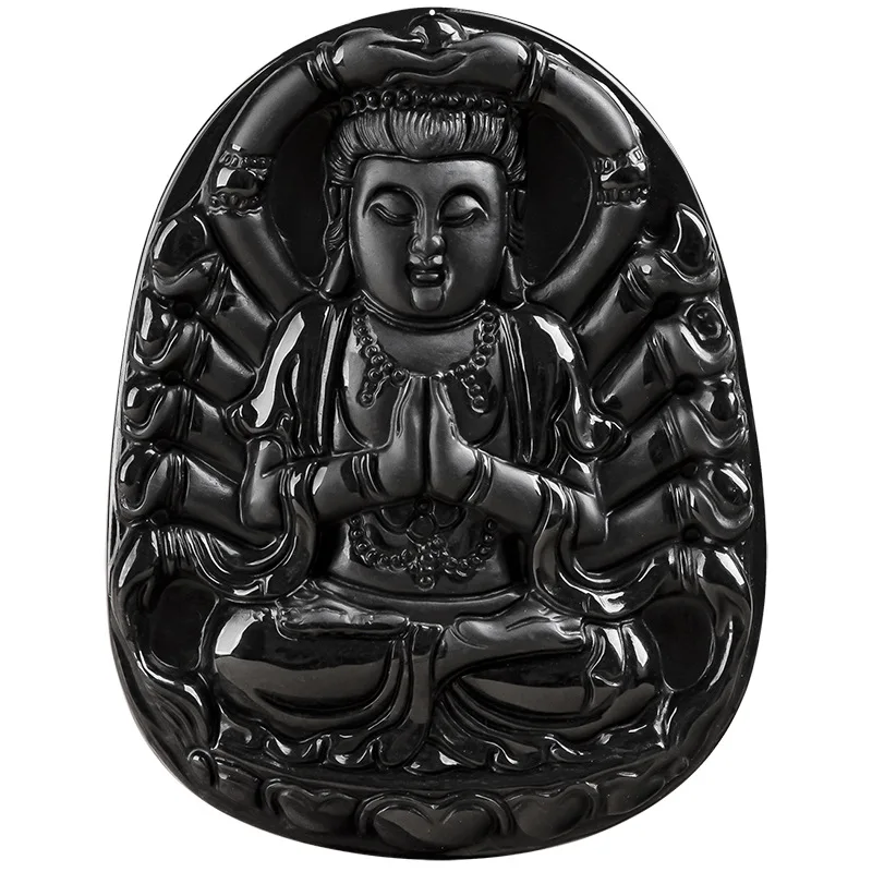 

Burmese Jade Guanyin Pendant Gemstones Necklace Jewelry Carved Jadeite Black Pendants Emerald Man Talismans Designer Natural