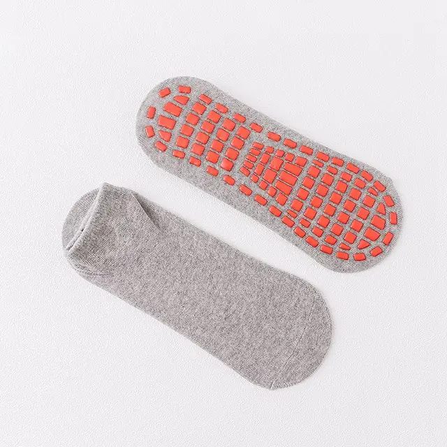 1Pair Women Yoga Cute Elasticity Socks Silicone Non-Slip Floor Socks Cotton Breathable Sport Boy Girl Trampoline Toddler Socks gray