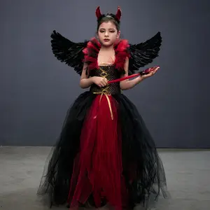 Children Performance Black Witch Cosplay Red Bubble Spider Dress Costume  Halloween for girl Wizard - AliExpress