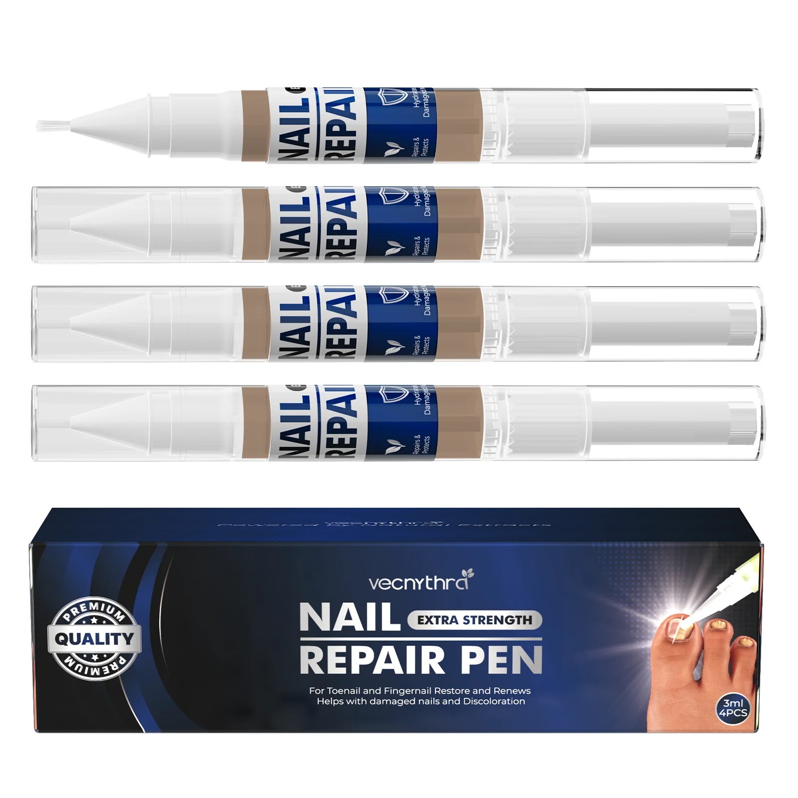 עט אסנס לתיקון פטריות ציפורן 3 מ"ל*4 תיקון ציפורן 25% חומצה לא דקיילינית מחזירה את מראה ציפורן משונה כלי טיפוח לרגליים