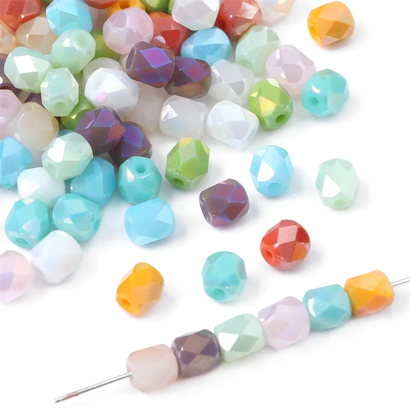 

6mm Cube Glass Faceted Beads DIY Handmade Bracelet Necklace Jewelry Making Materials Accessories
