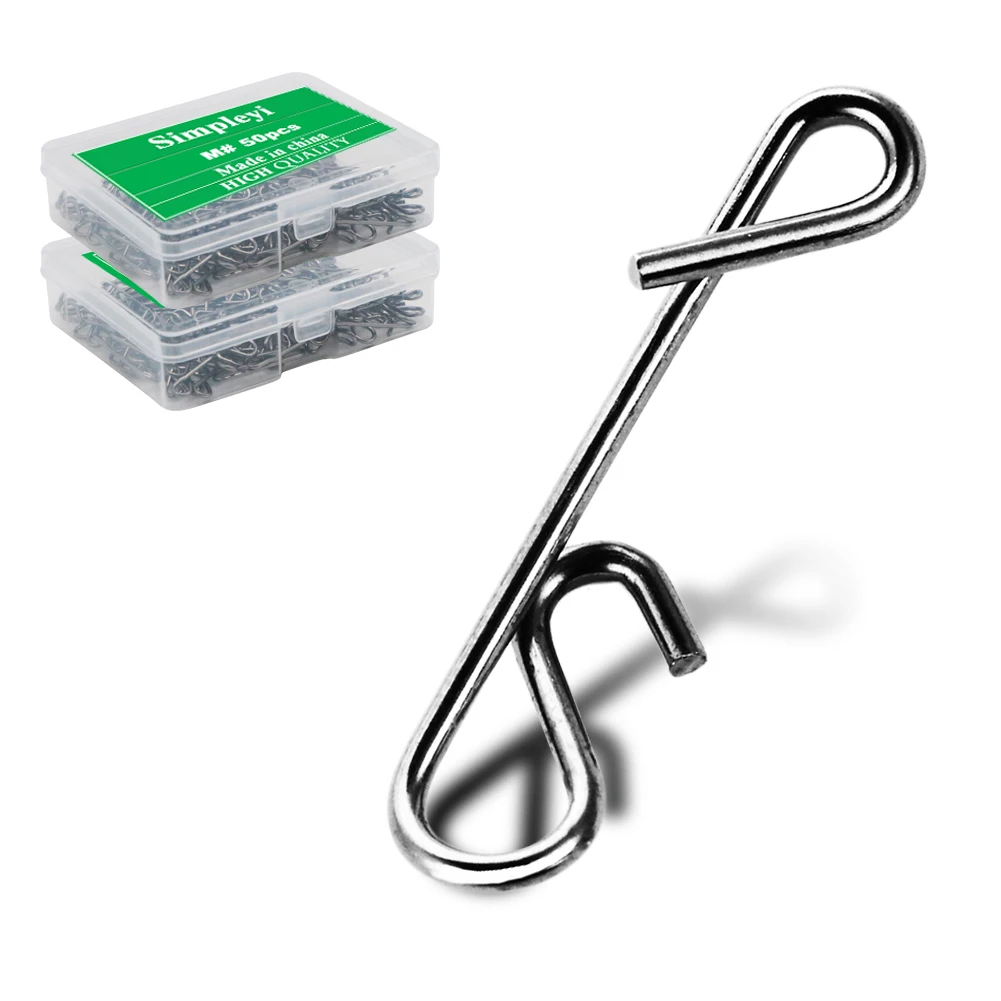 Fishing line connectors 50pcs/Box Fishing Line Wire Connector Braid Knotless Connectors Fishing Barrel Swivel Accessory Fish Tackle Hook Lure Pin Tool