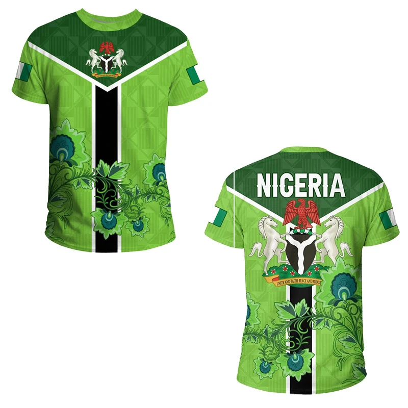 

Africa Nigeria Flag Map Graphic T Shirts National Emblem Horse Eagle 3D Printed T Shirt For Men Clothes APC Tee Boy Tees Tops
