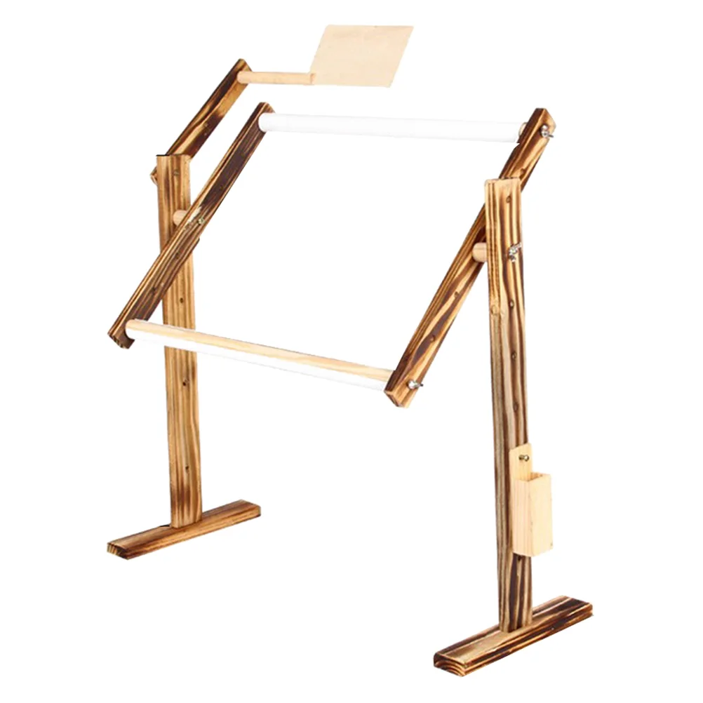 

Wood Cross Stitch Frame Adjustable Wooden Embroidery Frame Floor Stand for Cross Stitch Needlework Craft Sewing