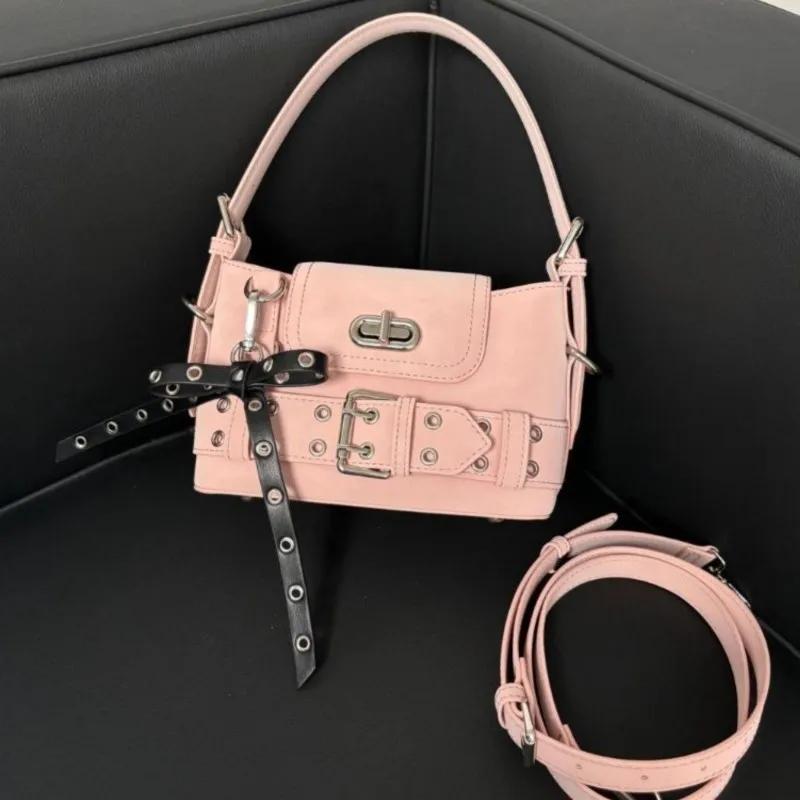 JIAERDI Hot Girls Pink Y2k Hand Bag Purse Women 2025 New Retro Handle Bow Square Bag Handbag Female High Street Crossbody Bags