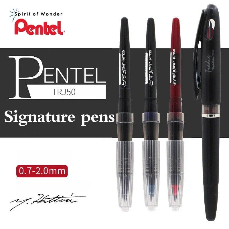 

Японская ручка для подписей Pentel + стержень TRJ50/MLJ20, прямая жидкая ручка большой емкости для рисования скетчей, ручка на водной основе для рисования скетчей