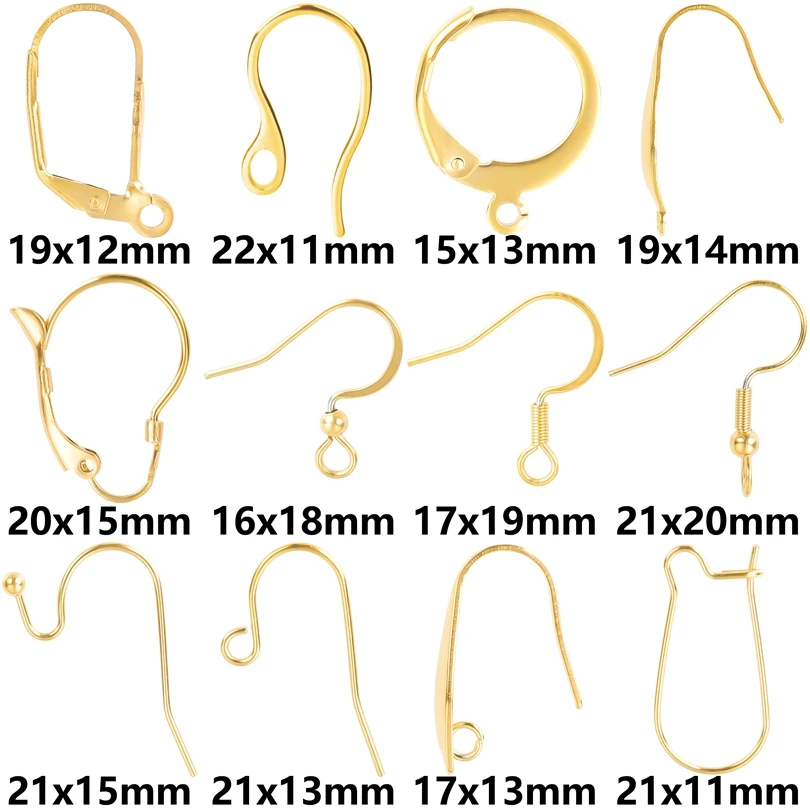 

Never Fade 10PCS/Lot Stainless Steel Gold Color Ear Hook For Jewelry Women Earring Clasps Hooks DIY Making Accessories Wholesale