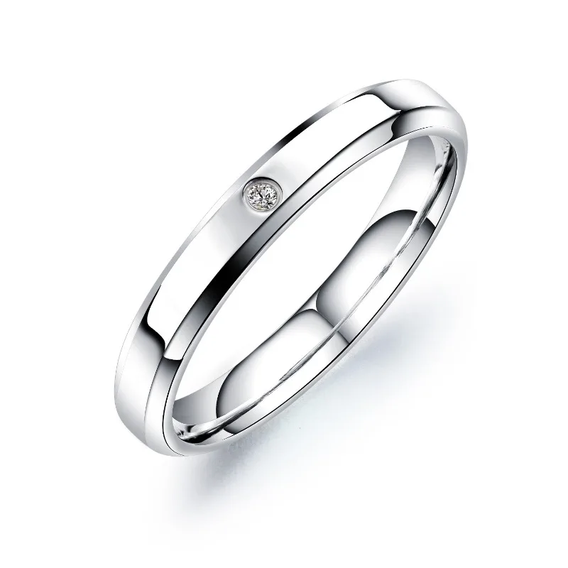 1Pc Simple Fashion G23 Taitanium Ring for Men Women, Shinning Cubic Zerconia Stainless Steel Wedding Ring for Women 6
