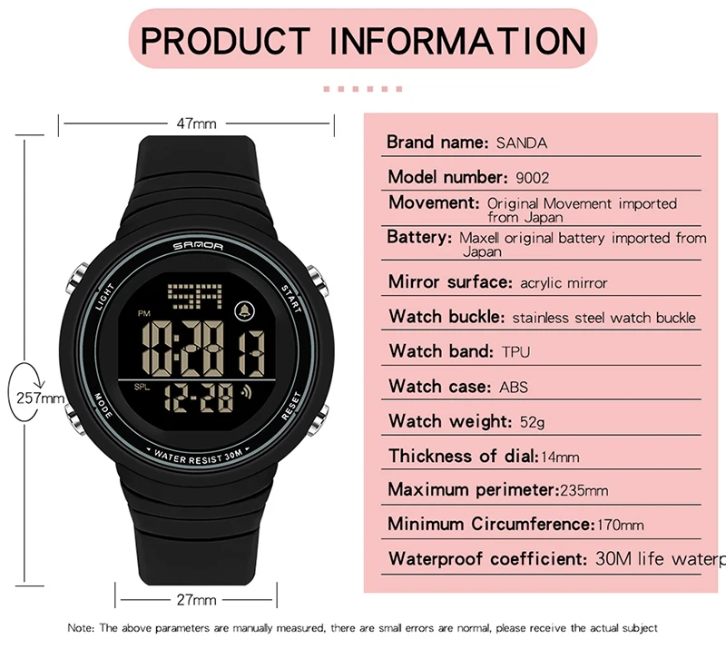 2021 New Fashion Women Digital LED Sports Watch Multifunctional Waterproof Ladies Pink Wrist-Watch Fit Girl Holiday Gift Watches