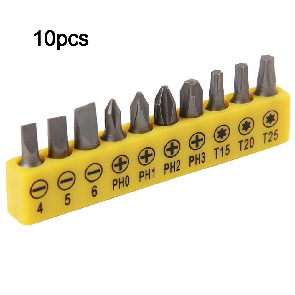 

10pcs Slotted Cross Screwdriver Bit Set 1/4" Hex Shank Screw Driver Bits Connecting Rod Bit Holder Hex Shand Electric Screw Driv