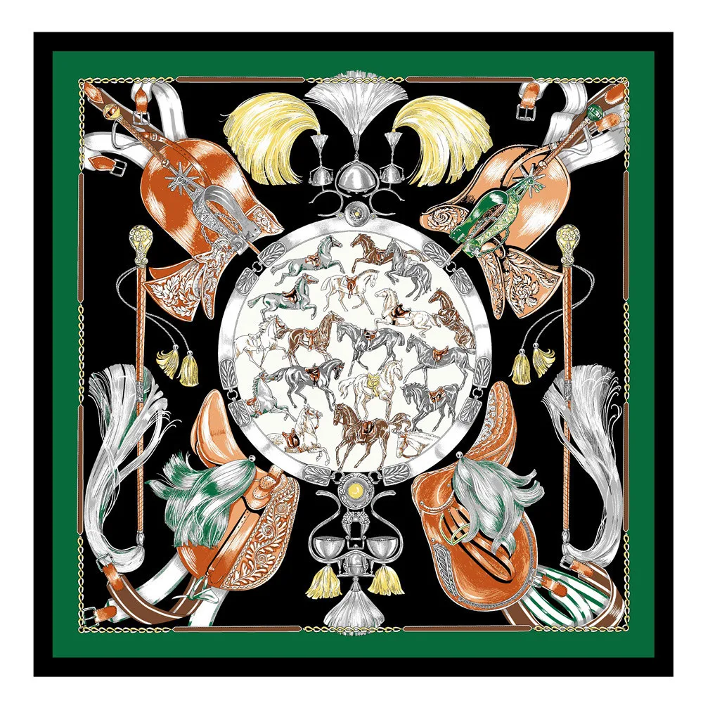 

New Fashion Silk Square Scarf Print Headband Female Ladies Luxury Brand Scarf 130*130CM Shawl Pashmina Twill Big Scarves